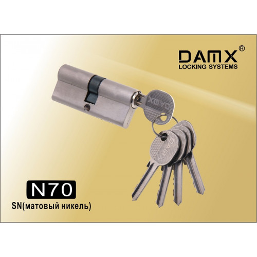 Цилиндр DAMX простой ключ N70mm SN (Матовый никель) Цилиндр DAMX простой ключ N70mm SN (Матовый никель)