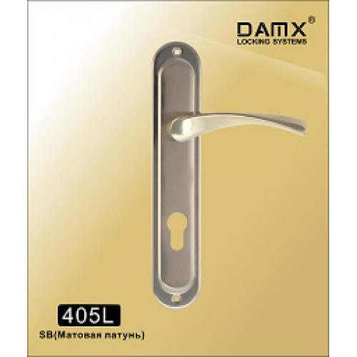 Ручкa на планке DAMX 405L Матовая латунь / Полированная латунь (SB/PB)